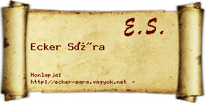 Ecker Sára névjegykártya